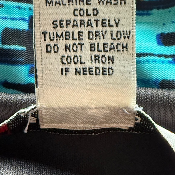 AA Studio Sleeveless Teal Blue & Black Patterned Women's Dress size 14 side zip - Picture 7 of 9